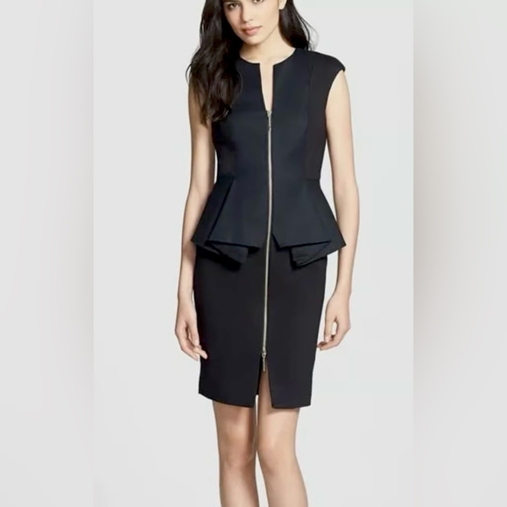 Ted Baker Jamthun Zip-Front Peplum Dress, Size 0 (US Size 2)